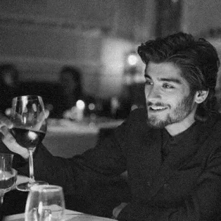 🎶 Zayn Malik 제인 말리크, 유명인, 인물 사진, 흑백, 와인, 저녁 식사 telegram sticker