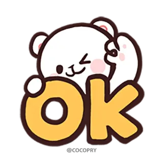 👌 ok ok, ours, mignon, positif, approbation whatsapp sticker