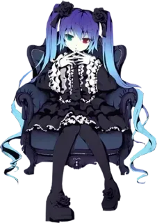 😎 anime, gothic, doll, blue hair, illustration, art, cute telegram sticker