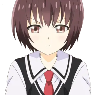 😕 애니메이션, 소녀, 교복, 진지한, 무표정 telegram sticker