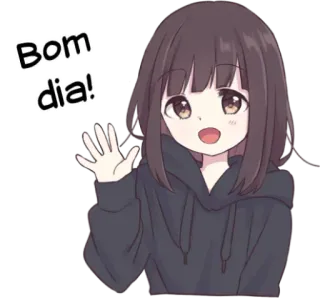 👋 Bom dia! anime, girl, good morning, greeting, kawaii, happy telegram sticker
