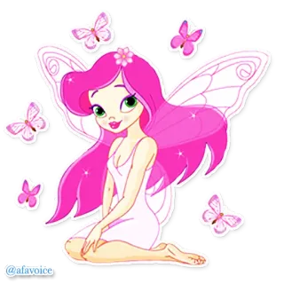 🙍 @afavoice wróżka, motyle, różowy, kreskówka, fantazja, słodki telegram sticker