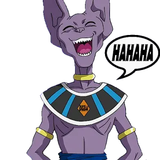 😂 Beerus Dragon Ball HAHAHA 动漫, 笑, 猫, 神, 搞笑, 紫色 telegram sticker