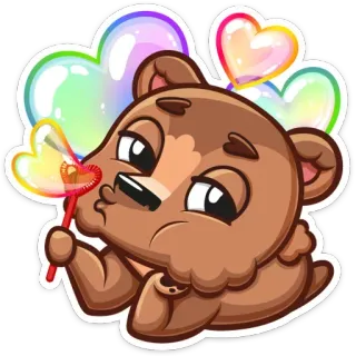 😘 niedźwiedź, bańki, słodkie, serce, kreskówka, naklejka, urocze telegram sticker