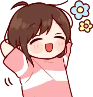 😁 น่ารัก, อนิเมะ, ผู้หญิง, มีความสุข, ดอกไม้, การ์ตูน telegram sticker
