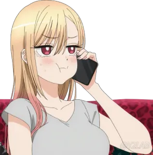 😠 Marin Kitagawa My Dress-Up Darling Anime, Garota, Desenho animado, Telefone, Fofo telegram sticker