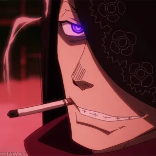 🃏 Аниме, Курение, Сигарета, Персонаж, Фиолетовые глаза telegram sticker