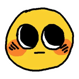 👀 emoticono, lindo, rubor, amarillo, dibujo animado telegram sticker