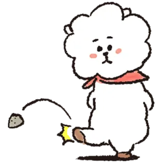 🙁 RJ BT21 cartoon, animal, cute, sheep, fluffy, character, rj, bt21 telegram sticker