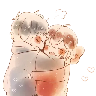 😚 amore, carino, coppia, abbraccio, cartoni animati, kawaii telegram sticker