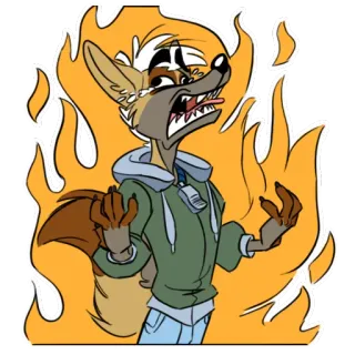 🔥 Hoạt hình, Nhân hóa, Cáo, Lửa, Sự tức giận, Cơn thịnh nộ telegram sticker
