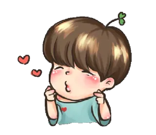 😘 desenho animado, menino, fofo, amor, coração, kpop, coreano, personagem whatsapp sticker