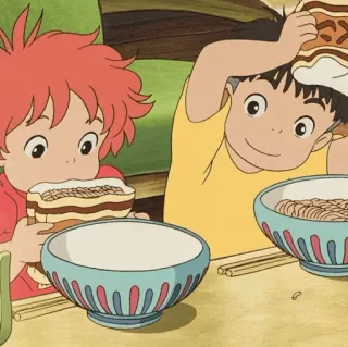 🐽 Ponyo Anime, Filme, Comida, Comendo, Animação, Studio Ghibli whatsapp sticker