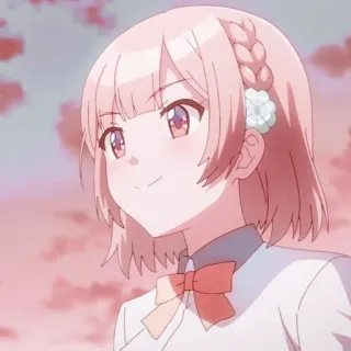 😊 gái anime, dễ thương, tóc hồng, anime, nhân vật telegram sticker
