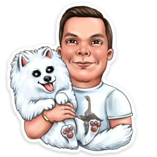 🐩 pria, anjing, hewan peliharaan, potret, kartun, ilustrasi, stiker telegram sticker