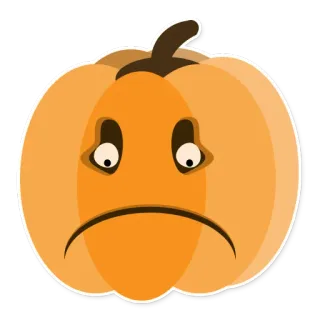 🙁 zucca, triste, emoji, halloween, autunno, arancione, verdura, cartone animato telegram sticker