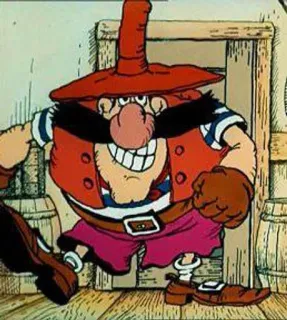 🥴 Desenho animado, Pirata, Personagem, Chapéu vermelho, Vintage telegram sticker