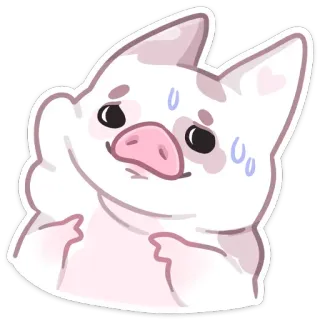 😅 돼지, 귀여운, 동물, 만화, 땀, 긴장 whatsapp sticker