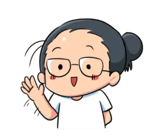 👋 卡通, 女人, 眼镜, 挥手, 友善, 可爱, 插图 telegram sticker