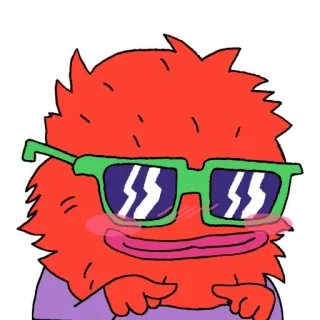 🙏 potwór, okulary, kreskówka, słodki, czerwony, puchaty telegram sticker