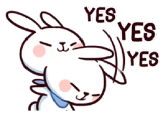 💁 YES YES YES Hase, Häschen, Ja, Bestätigung, Süß, Cartoon telegram sticker