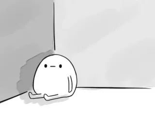 🥚 sozinho, triste, desenho animado, personagem, sentado, canto, monocromático telegram sticker