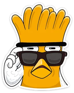😳 frango, óculos de sol, desenho animado, adesivo whatsapp sticker