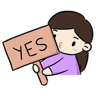 😺 YES oui, accord, dessin animé, affirmatif, positif, fille telegram sticker