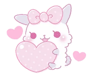 🎀 lapin, mignon, coeur, rose, kawaii telegram sticker