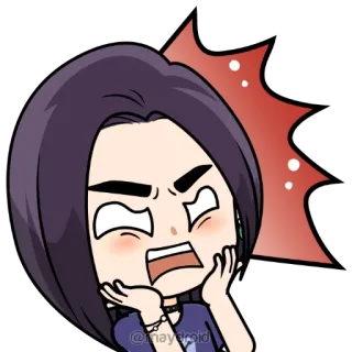 😱 @maydroid cartoon, woman, expression, shocked, purple hair, emoticon, sticker telegram sticker