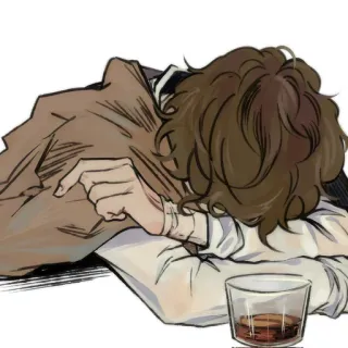 😔 alcool, ivre, triste, personne, verre, fatigué telegram sticker