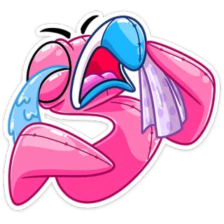 😭 crying, sad, emotional, cartoon, pink, character whatsapp sticker