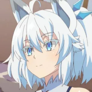🥰 Anime, Gadis rubah, Rambut putih, Mata biru, Lucu, Kawaii telegram sticker
