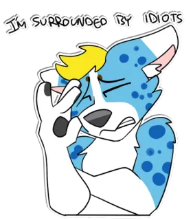 😑 I'M SURROUNDED BY IDIOTS furry, idiots, meme, animal, cartoon telegram sticker