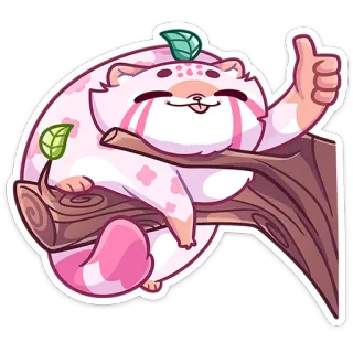 👍 zwierzę, słodki, kawaii, naklejka, kciuk w górę, gałąź whatsapp sticker