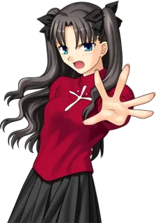 🖐 Rin Tohsaka Fate/stay night Anime, Manga, Personaje, Escolar, Camiseta roja, Fate/stay night whatsapp sticker