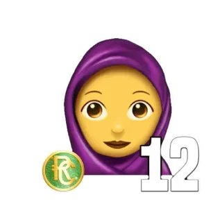 👯‍♀️ 12 Emoji, Mujer, Hiyab, Número, Morado telegram sticker
