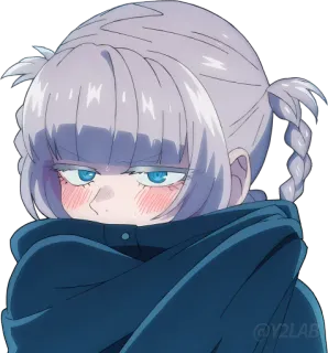 🫢 anime, chica, sonrojo, sudadera con capucha, aburrido, linda whatsapp sticker