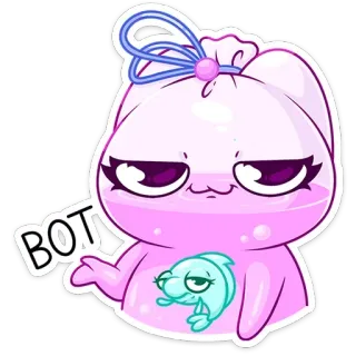 💁‍♂️ BOT 귀여운, 만화, 분홍색, 물고기, 동물, 가방 telegram sticker