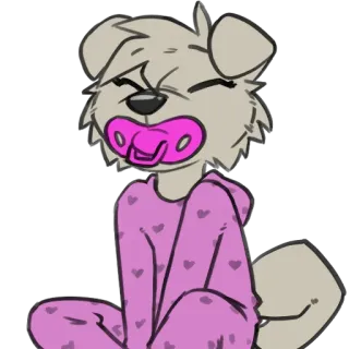 🎀 furry, dog, puppy, pacifier, onesie, pajamas, cute, cartoon, anthropomorphic whatsapp sticker