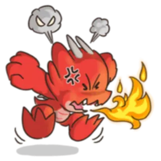 😤 Desenho animado, Dragão, Irritado, Fogo, Monstro, Vermelho telegram sticker