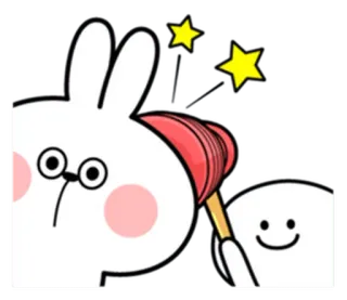 😵 conejo, dibujos animados, pegatina, feliz, lindo, animal whatsapp sticker