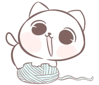 😃 gato, gatinho, kawaii, fofo, lã, novelo de lã telegram sticker