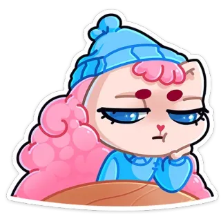 ☹️ kucing, kartun, imut, binatang, stiker, topi, merah muda, biru telegram sticker