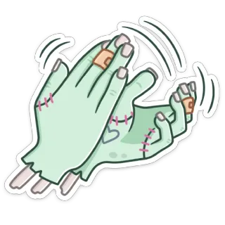 👏 Zombi, Mano, Halloween, Monstruo, Tétrico, No muerto, Cosecido, Verde telegram sticker