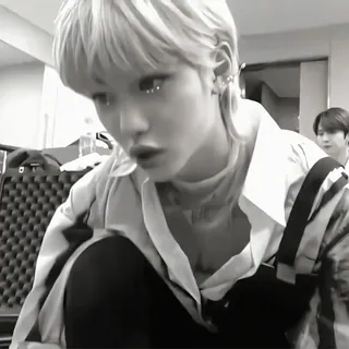 📜 Felix kpop, idol, singer, portrait, black and white, felix, stray kids telegram sticker