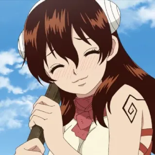 💈 Ruri Dr. Stone Anime, Mädchen, Lächeln, Glücklich, Dr. Stone, Charakter telegram sticker
