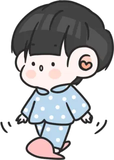 🚶‍♀️ Cartone animato, Bambino, Carino, Illustrazione, Pois, Pigiama whatsapp sticker