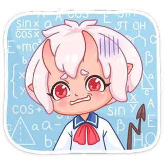 🤪 Anime, Ragazza demone, Matematica, Scienza, Cartone animato, Adesivo, Carino whatsapp sticker
