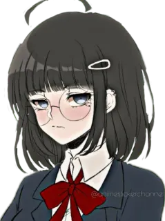 😒 @animestickerchanne Anime, Fille, Personnage, Uniforme scolaire, Lunettes telegram sticker